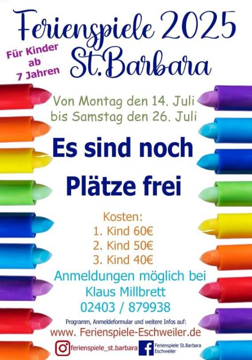 Ferienspiele St. Barbara - Plakat 2025
