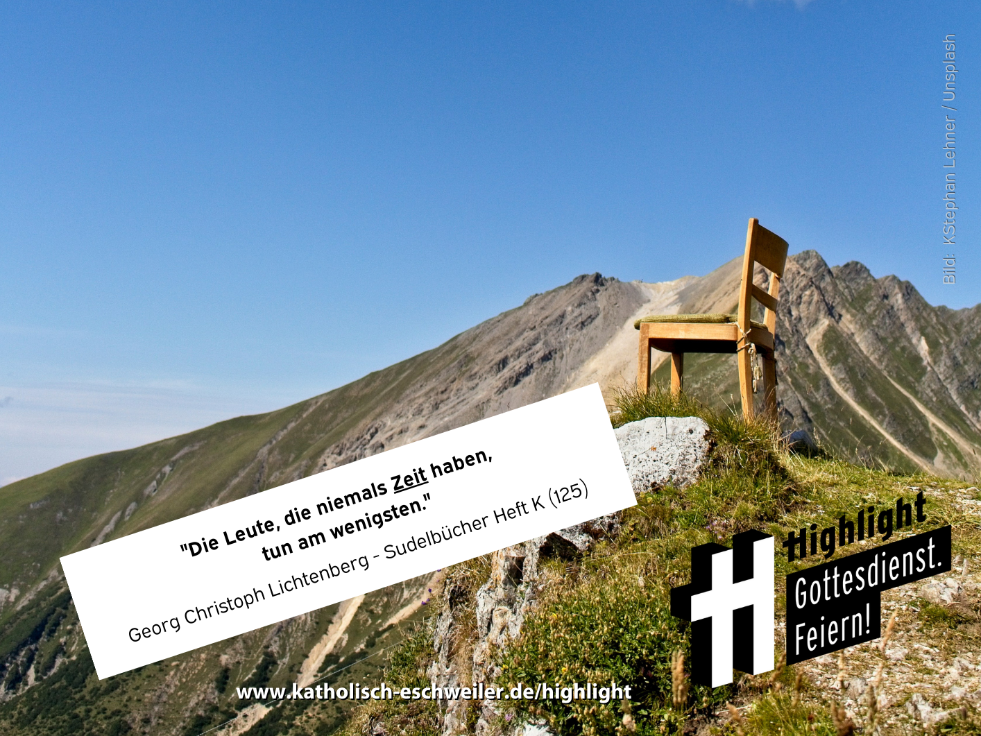 'Pause.' (c) Katholisch Eschweiler / Stephan Lehner / Unsplash 'Pause.'