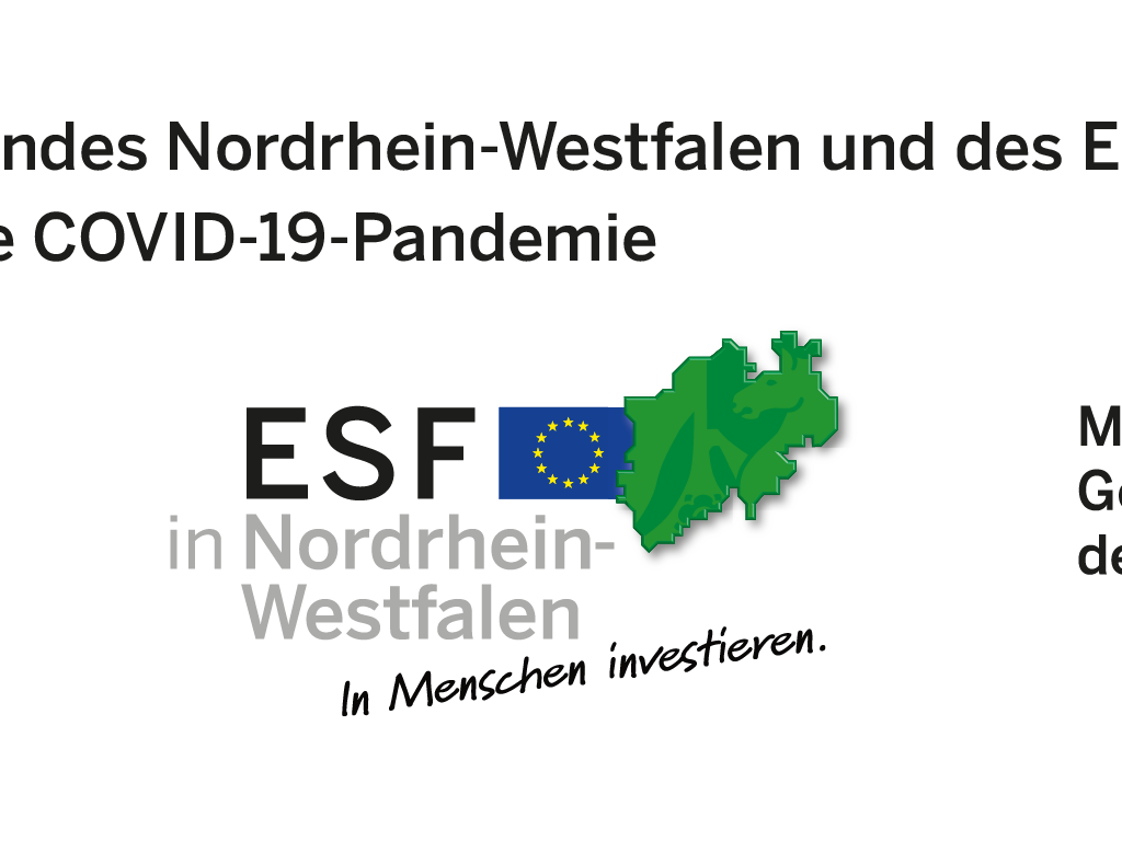 „Mit finanzieller Unterstützung des Landes Nordrhein-Westfalen und des Europäischen Sozialfonds / REACT-EU als Teil der Reaktion der Union auf die COVID-19-Pandemie“